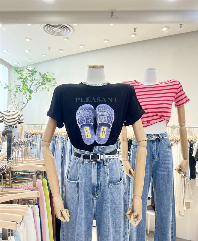 [iris iriisy] personalized shoes letters short sleeved T-shirt 6210# LSL