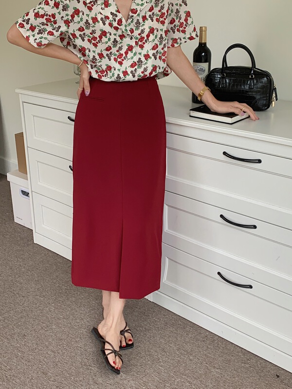 New in early summer! [m-canvas] Korean slim solid color skirt t8103# lwy