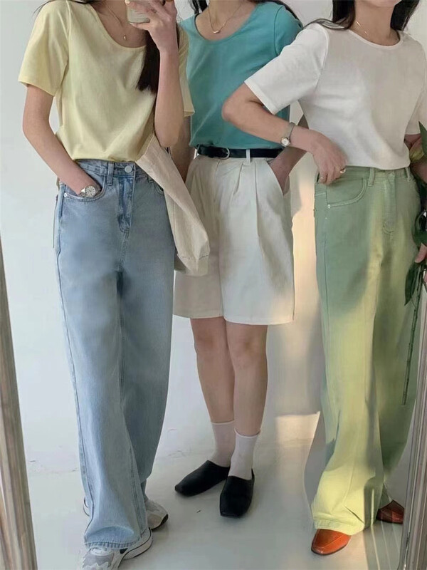 New in early summer! [M · young] Korean simple solid color short sleeve T-shirt ys1-6305# hjy
