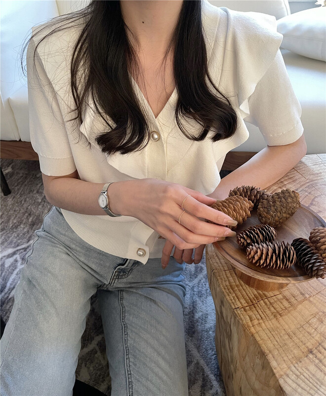 New in early summer! [six plus] soft wind design Ruffle versatile blouse 89699# CLS
