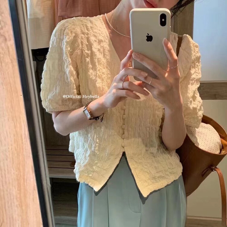 New in early summer! [Duomi] V-neck versatile fashion shirt 6338# zxl