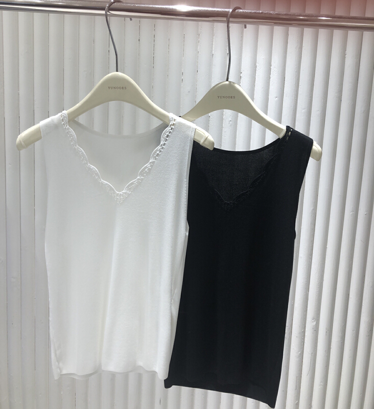 goods in stock! [yunooes] simple solid color Crocheted V-neck vest / sling 7801# LSL
