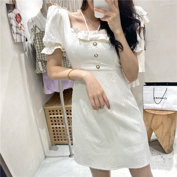 [NC Editio n (new color] Korean sweet bow neck tie dress z2513# zxx