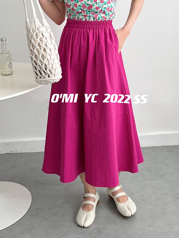 [O MI] simple and versatile elastic waist skirt 5617# HBx