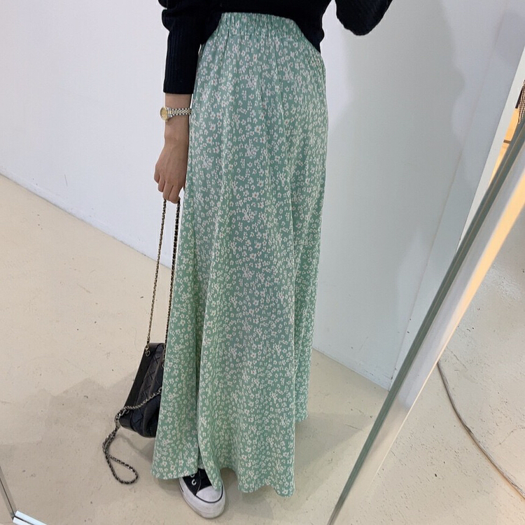 New year in early spring! [savage] Korean version elastic high waist slim A-shaped floral skirt e6051# WPL
