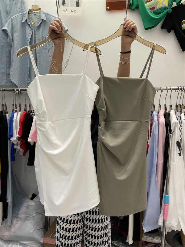 [show] solid color pleated versatile suspender dress (only skirts) 88240# ozq