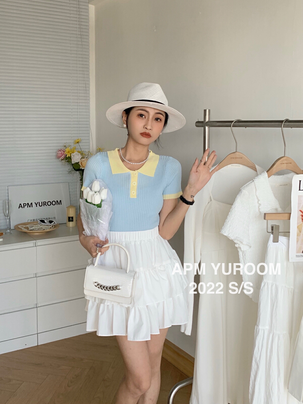 New in early summer! [APM yuroom] Korean version aging contrast shirt 22180# LSL