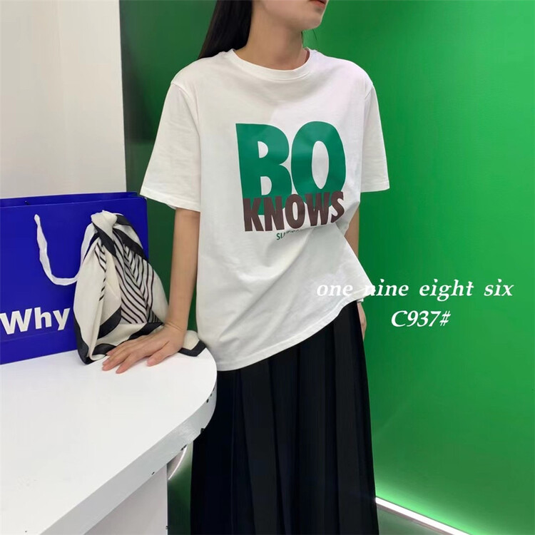 [1986] Korean loose letter short sleeve T-shirt 937# XYY