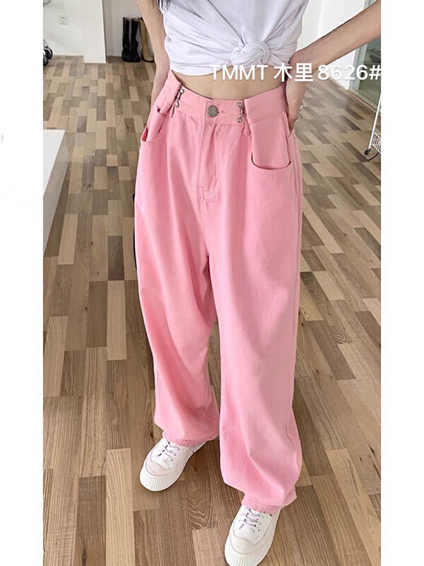 New in early summer! [Jiajia Muli] wide leg loose solid jeans t8626# L