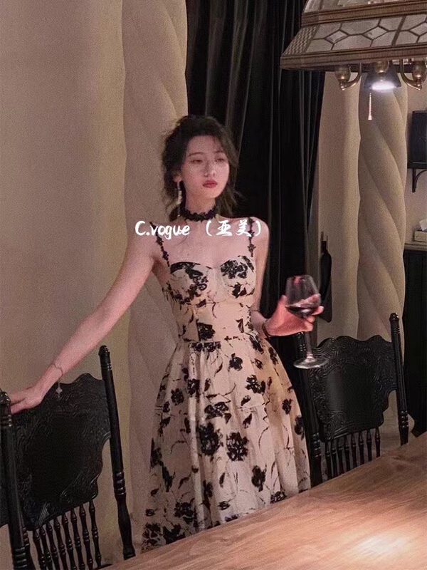 [c.vogue] French soft design flocking dress 28150# PCZ