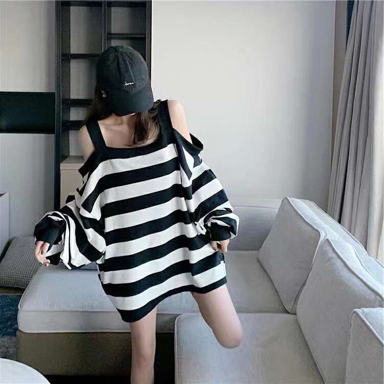 [mi ni] striped loose shirt 2907-1# PCZ