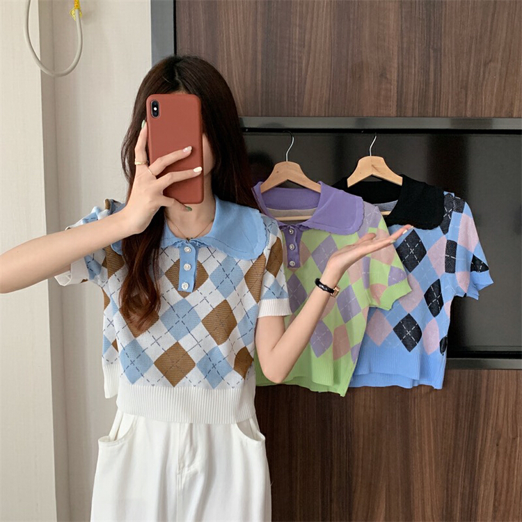 [F.P.] baby collar Lingge short sleeved sweater 50039# HBx