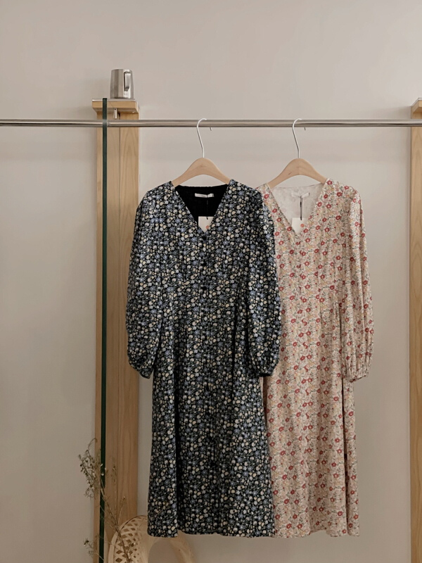 goods in stock! [finoa] Korean casual V-neck floral dress 10275# CLS