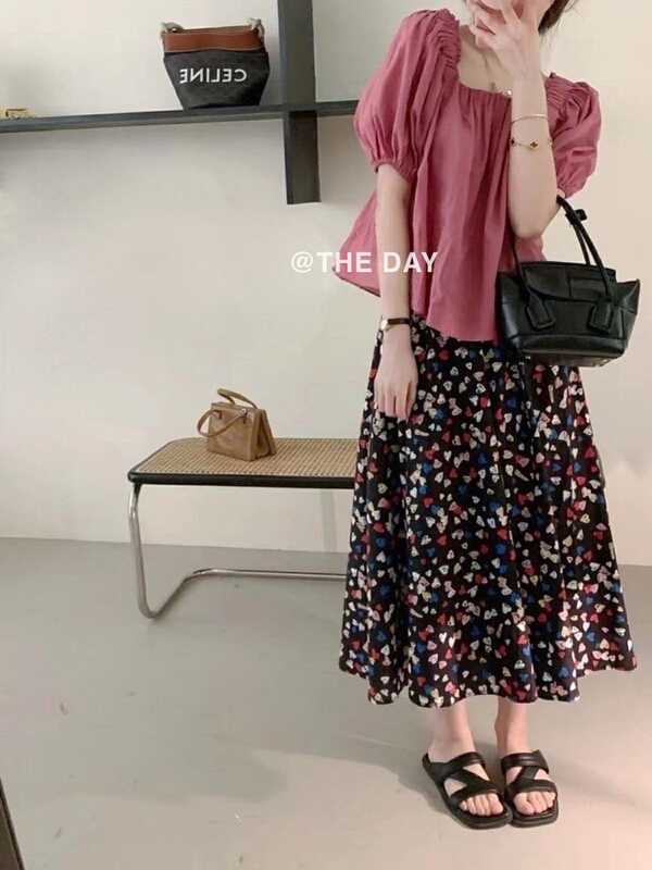 [the day] Korean style simple square neck solid color small shirt 8905# ll