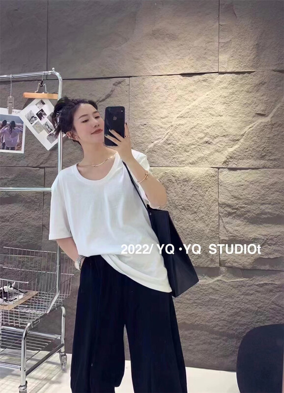 [yyq] round neck Korean comfortable short sleeve T-shirt 8007\l
