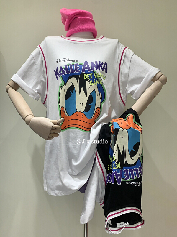New in early summer! [JX] Korean splicing contrast color Donald Duck short sleeve T-shirt (T-shirt only) 1506# WTT