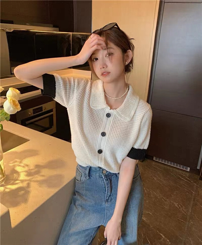 [kakajia] contrast color fashion small fragrance sweater 2058# ozq