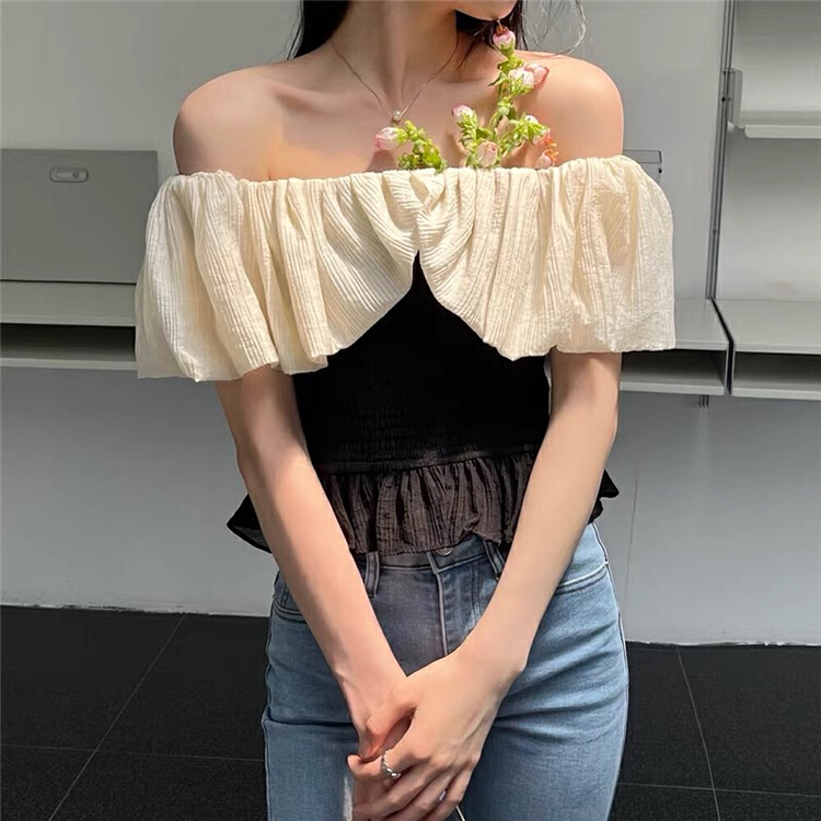 [Nancy] French Chic Ruffle short shirt q16# WPL