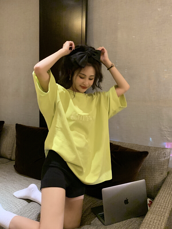 [11An] Korean simple embroidery loose short sleeve T-shirt a6568# LSL