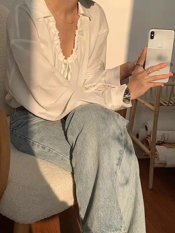 goods in stock! New year in early spring! [ISO Korean] Korean loose and lazy shirt 2910# hjy