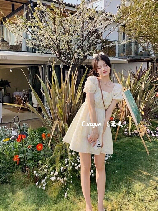 [c.vogue] Korean soft and sweet waist closing high waist dress 3318# PCZ