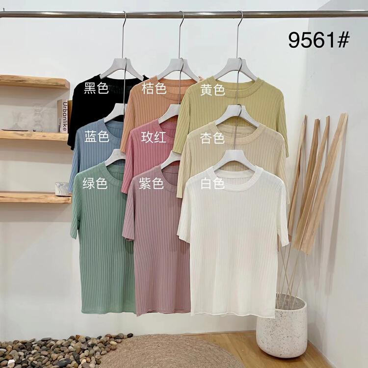 In early summer! [huole] exotic aging French Chic solid color short sleeve T-shirt 9566\wtt