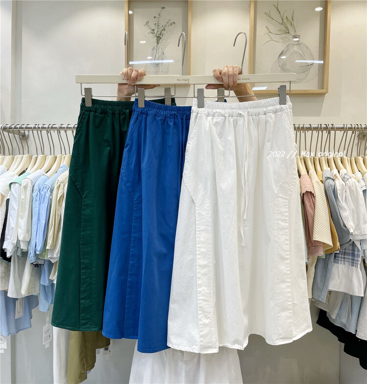New in early summer! [Max original] elastic waist large swing medium length skirt 98096# HBx