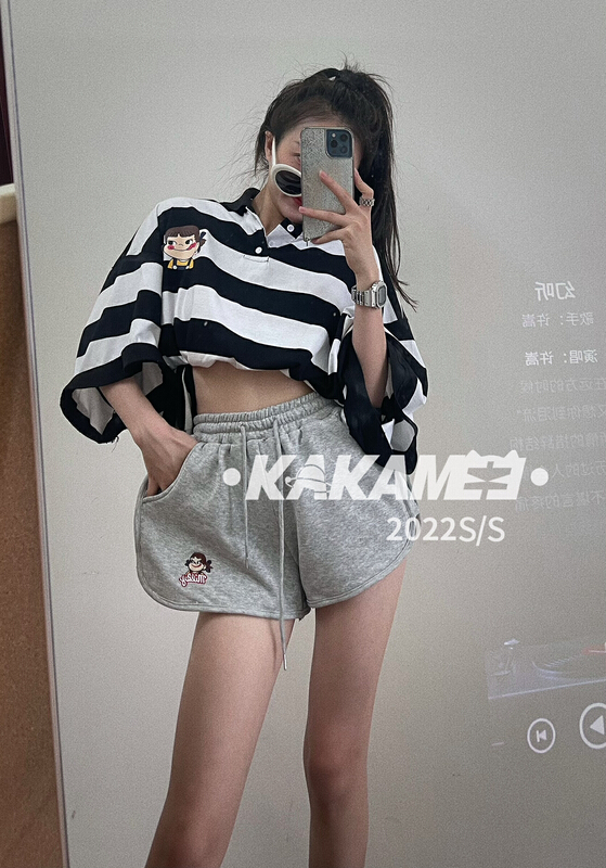 [kakamee] embroidered buerjia drawstring sports casual shorts s502# LSL