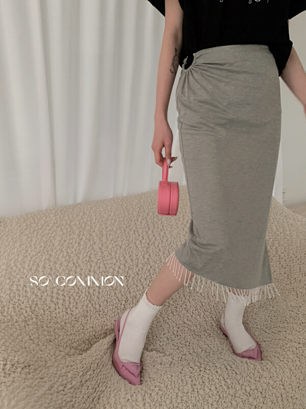 [so common] design tassel mid length skirt 62492# XYJ