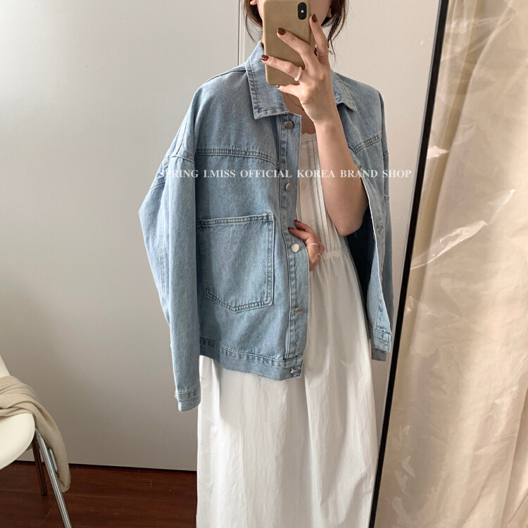 New year in early spring! [Imiss] Korean fashion simple single breasted denim jacket (only denim jacket) cx7929# LSW