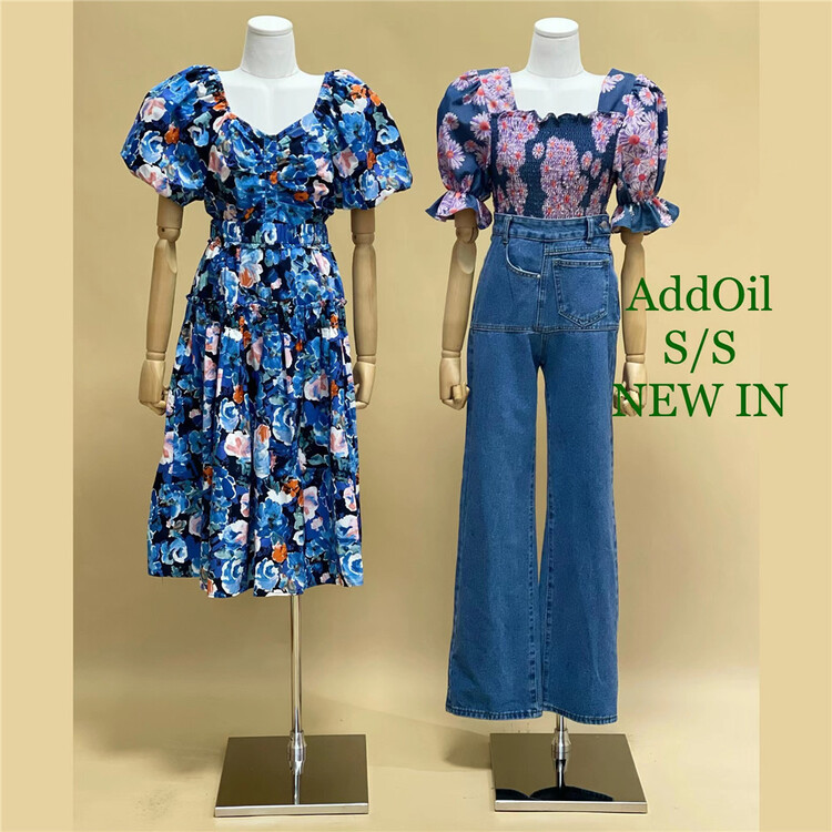 [addoil] Korean floral square neck bubble sleeve short shirt 2506-1# zxl