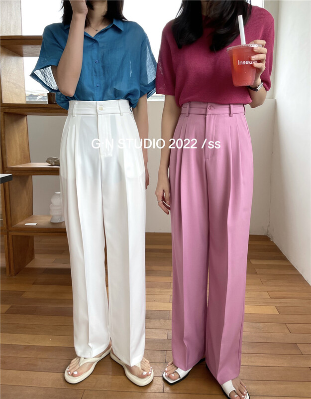 [g · n] Korean version simple high waist straight trousers 13516# hjy