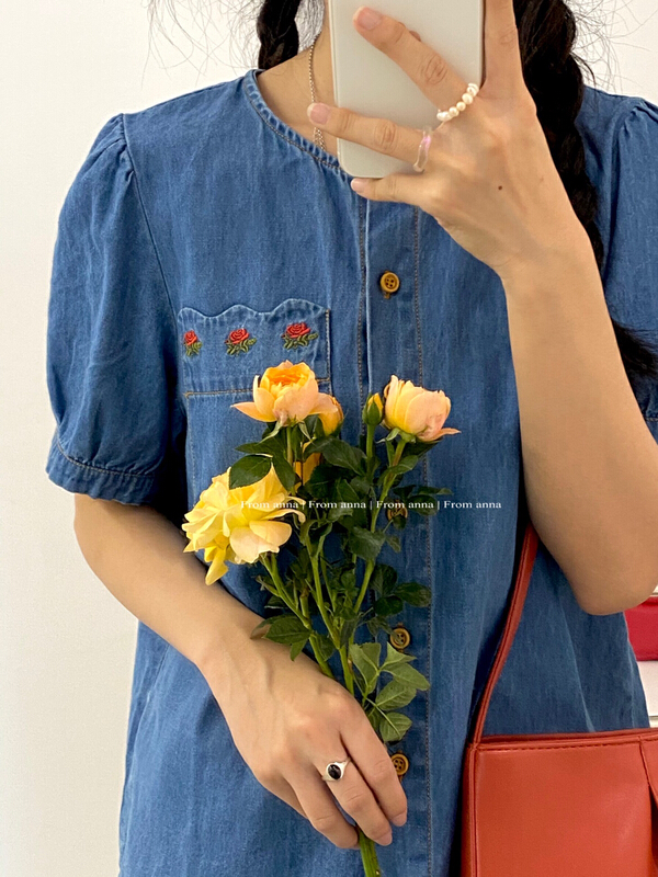 New in early summer! [from Anna] Rose Embroidery Fashion blouse 6152# LSW