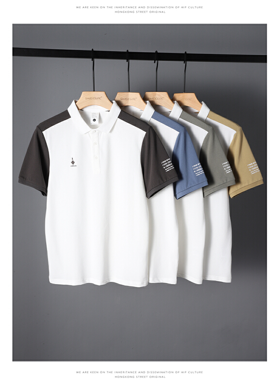 New in early summer! [wild squirrel denim] color blocking, versatile, comfortable and breathable polo shirt c60007# ZZL