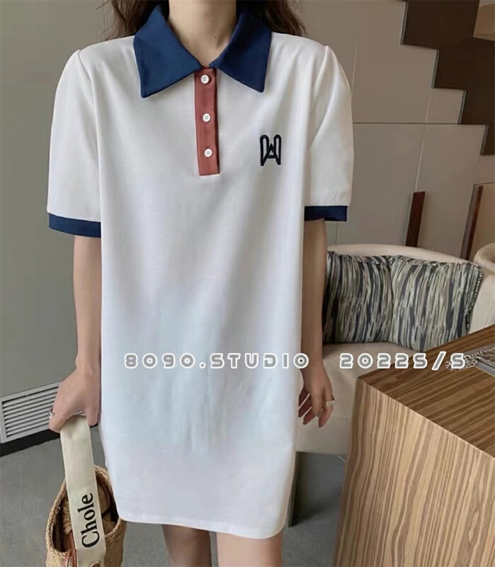 [8090] Korean Pullover color matching dress 2075# L