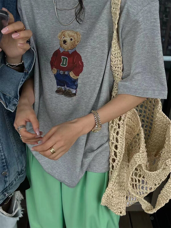 [77. Studio] bear Korean print short sleeve T-shirt 0161-6# WTT