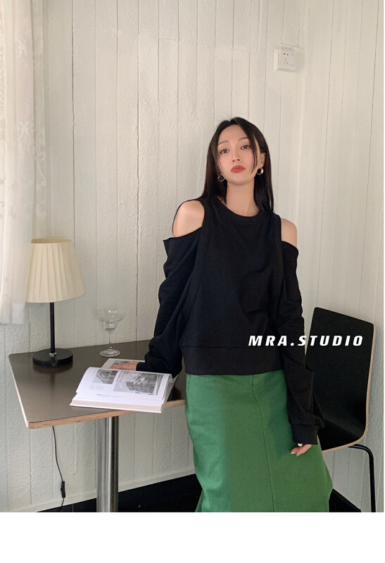 goods in stock! New year in early spring! [MRA] niche design, off shoulder and thin BODYSUIT l1028# zxl