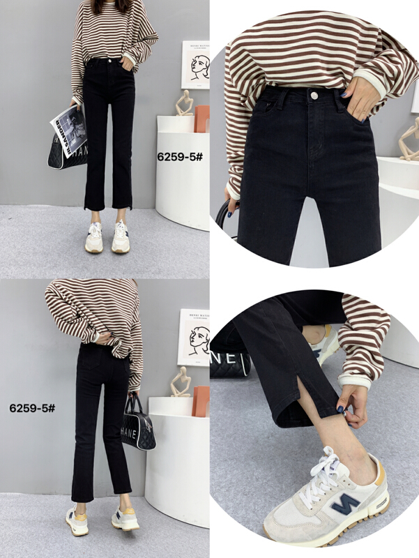 [Mina] small foot elastic straight jeans 6259-5# LJF