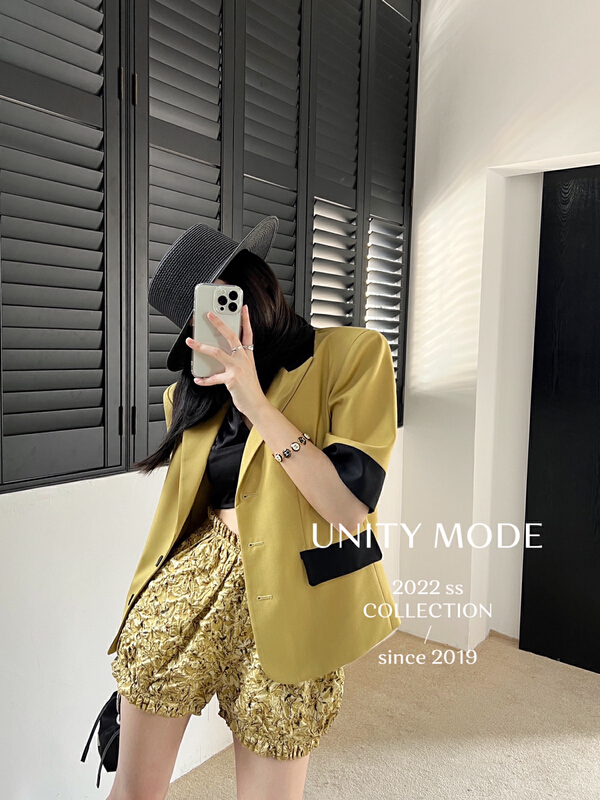[unit] temperament design color matching suit 8991# cqw