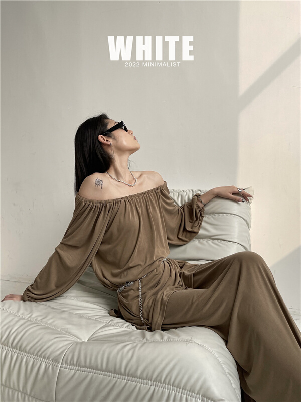 [white] one shoulder fashion sexy blouse 88275# XYJ