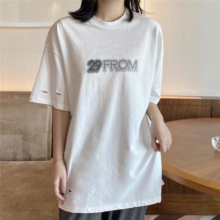 [hanzheshi] men's and women's personalized hole print short sleeve T-shirt 243# ZZL