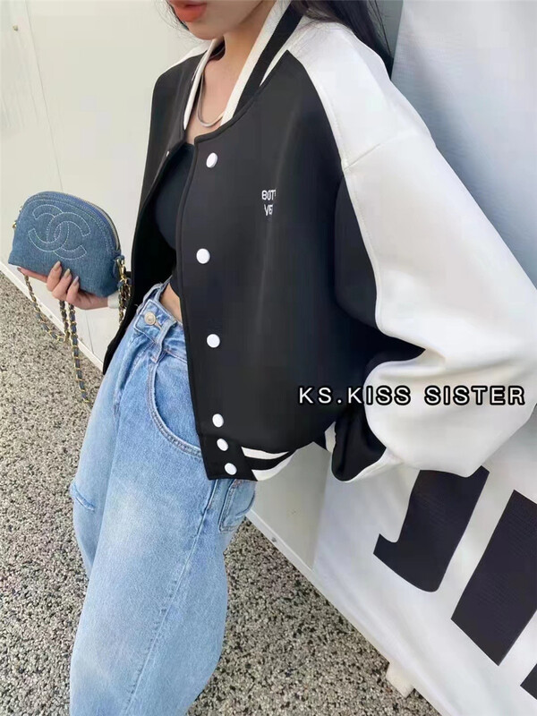 [Anan] casual baseball suit contrast short coat 2057# WTT