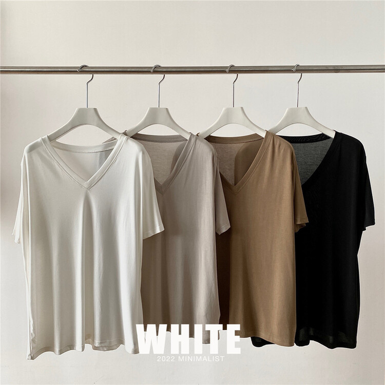 [white] basic versatile simple short sleeve T-shirt 75962# XYJ