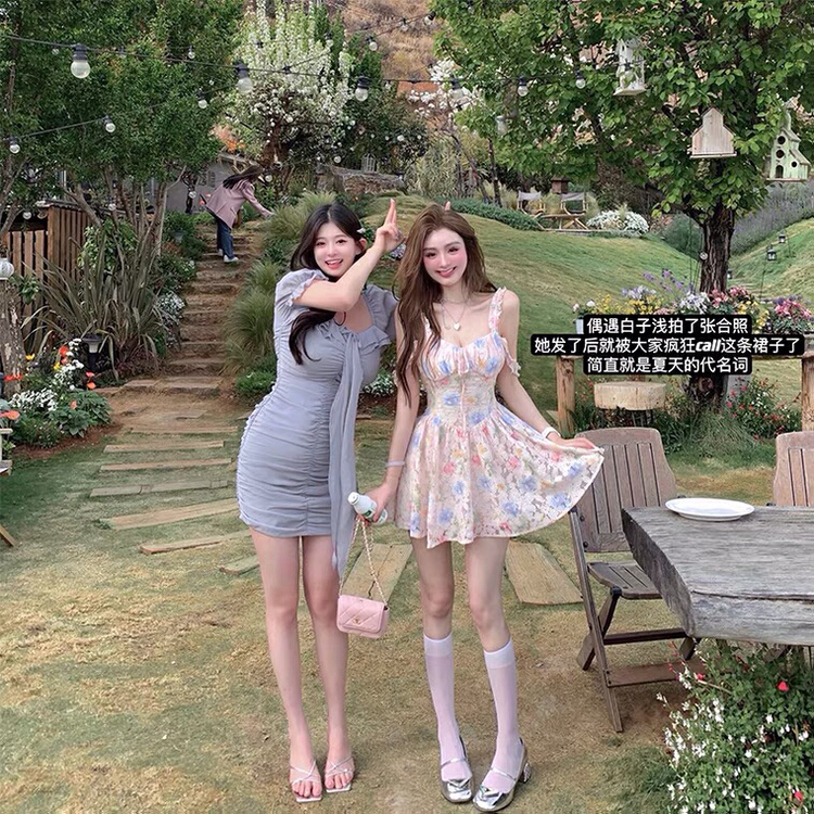 [x · h studio] sweet wind waist closing thin dress 3147# ozq
