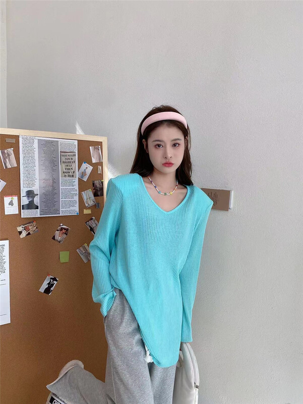 Early spring! [modern 197] Korean simple clean color sweater 3102# zyh