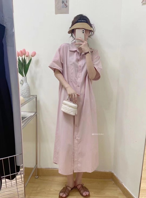[broccoli] Korean Short Sleeved Shirt Dress 8029# zjy