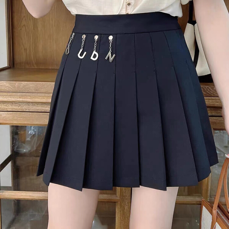 [top Chan Lin] letter decoration pleated slim skirt 95151# cqw