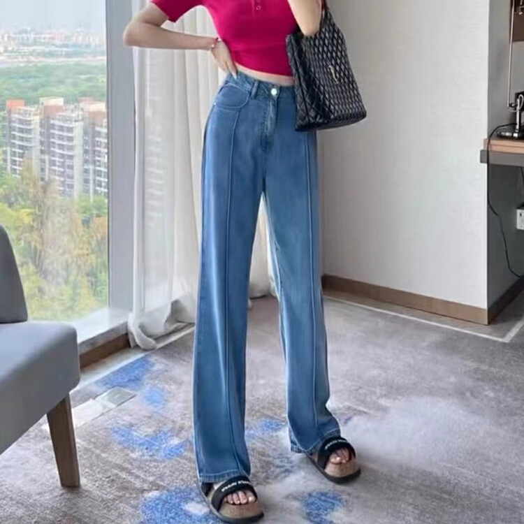 [jun.t] high waist loose straight tube vertical jeans 5970# PCZ