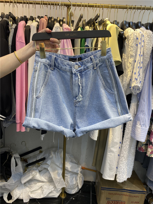 [top close] Korean version loose bar rough POCKET DENIM SHORTS 20862# ozq