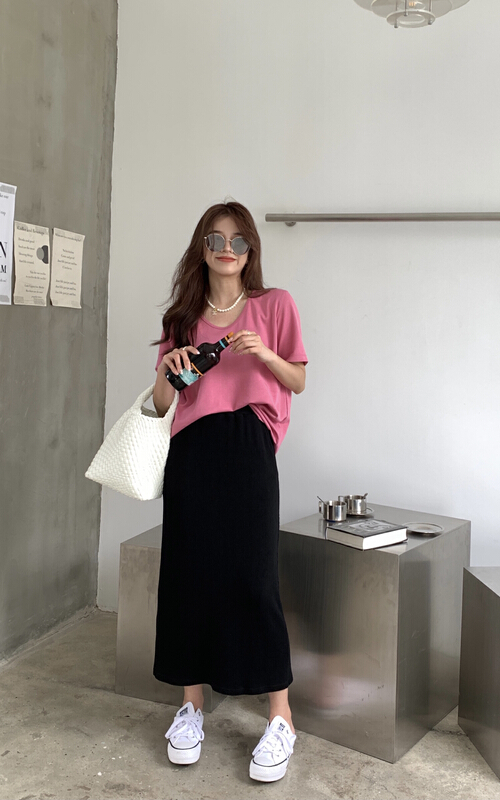 New in early summer! [11An] pleated slit slim skirt a6399# LSL